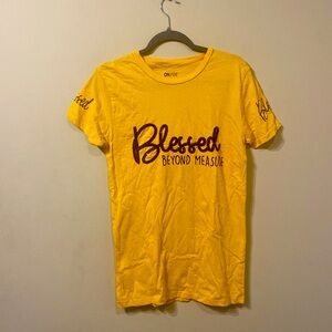 Cotton Yellow On Fire Blessed Beyond Measure Short Sleeve Crew Neck Shirt L